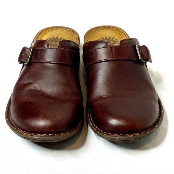 UGG Livia brown leather shearling lined clogs 7 - Picture 3 of 16
